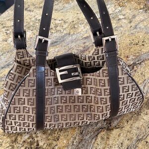 Fendi Monogram Brown and Black Shoulder Bag